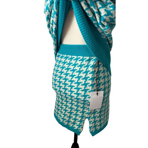 NWT Callahan Ollie Vest & Tash Skirt Matching Set Womens S Turquoise Houndstooth - Picture 8 of 9